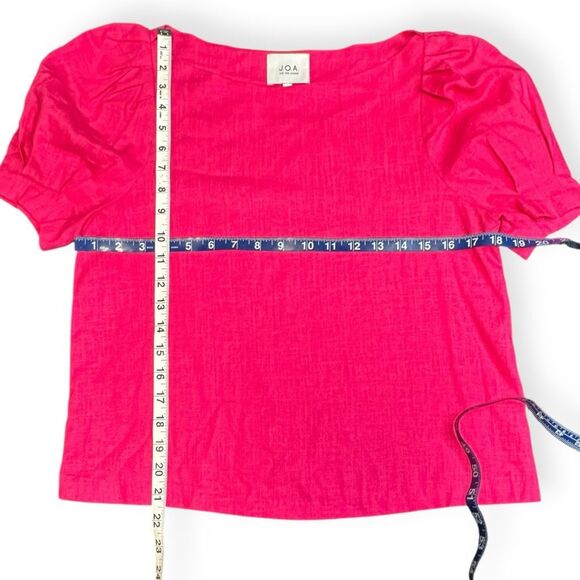 J.O.A. (JUST ONE ANWSER) FOR ANTHROPOLOGIE Women’s Hot Pink Puff Sleeve Blouse S - Picture 4 of 4